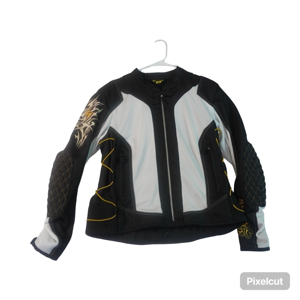 Scorpion Exo Motorcycle Jacket Mens XL Black White Skeletal Protection Full Zip